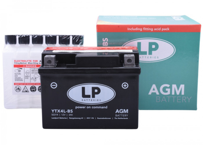 Baterie Moto LP Batteries Agm 3Ah 40A 12V MA YTX4L-BS