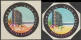 Romania anii 70-80 - Set 2 vignete de bagaje Hotel EUROPA din Eforie Nord (varietati), ONT Carpati, etichete hoteliere, promovare turistica