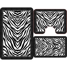 Set Covorașe Baie 3 piese: 60x90cm, 60x45cm, 60x45cm, Dungi Alb/Negru
