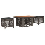 vidaXL Set de masă pentru grădină 3 pcs Gri și gri &icirc;nchis poliratan 42026751