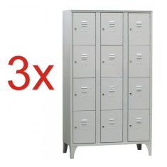 3x DULAP VESTIAR METALIC CU PICIOARE SI 12 compartimente 170/12, 1050x500x1800 mm (LxlxH), Italia