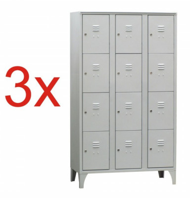 3x DULAP VESTIAR METALIC CU PICIOARE SI 12 compartimente 170/12, 1050x500x1800 mm (LxlxH), Italia foto