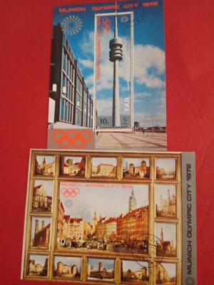 YEMEN, MUNICH OLYMPIC CITY - 2 COLIȚE ȘTAMPILATE PERF./IMPERF. foto