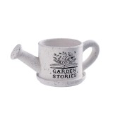 Cumpara ieftin Ghiveci flori ceramica alba neagra Stropitoare Garden Stories 33 x 16 x 13 cm