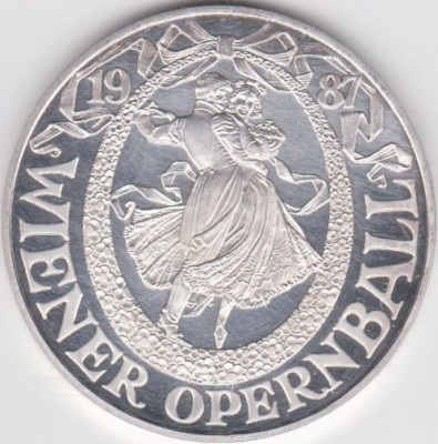 Jeton argint Casino AUSTRIA - 100 sch.1987 - Wiener Opernball - UNC foto