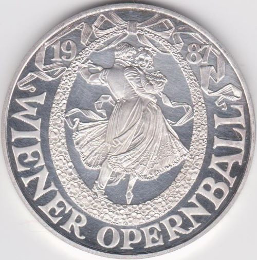 Jeton argint Casino AUSTRIA - 100 sch.1987 - Wiener Opernball - UNC