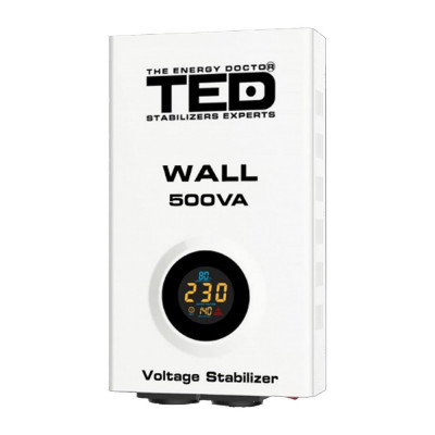 Stabilizator retea maxim 500VA-AVR LCD 2 iesiri schuko WALL TED002174 (1/4) SafetyGuard Surveillance foto