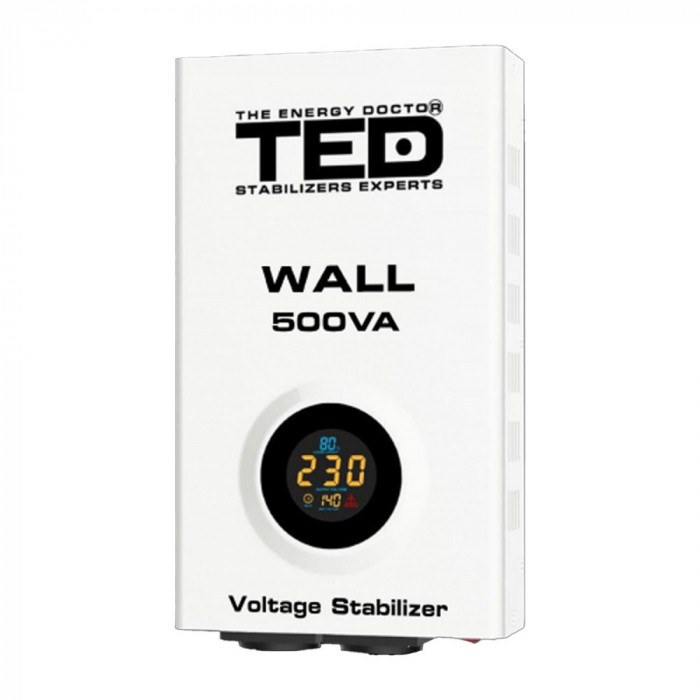 Stabilizator retea maxim 500VA-AVR LCD 2 iesiri schuko WALL TED002174 (1/4) SafetyGuard Surveillance