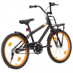 vidaXL Bicicleta copii cu suport frontal, negru ?i portocaliu, 20 inci foto