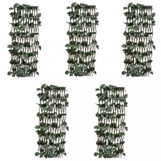vidaXL Garduri cu zăbrele, frunze artificiale, 5 buc.,180x60cm, salcie 147752