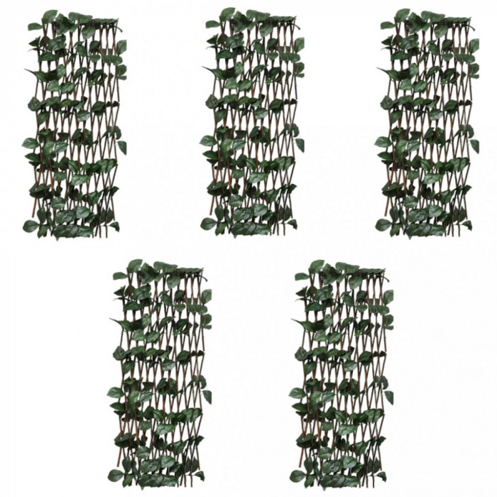 Garduri cu zabrele, frunze artificiale, 5 buc.,180x60cm, salcie GartenMobel Dekor