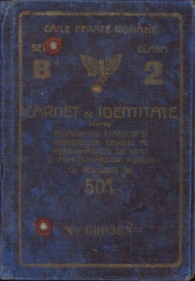 A2132 Carnet de identitate CFR, 1937 foto