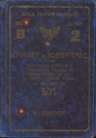 A2132 Carnet de identitate CFR, 1937