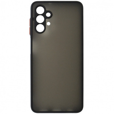 Husa spate policarbonat gri semitransparent si TPU negru, butoane rosii, pentru Samsung Galaxy A13 5G, A04s foto