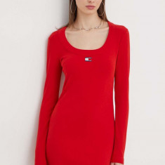 Tommy Jeans rochie culoarea roșu, mini, mulată DW0DW17424