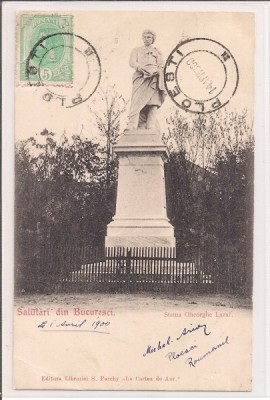 Carte postala circulata in anul 1900 Bucuresti foto