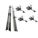 Set 4 Lansete Ebisu 3, 90m, 2 Segm si 4 Mulinete Glamour 7000, 11 Rulmenti
