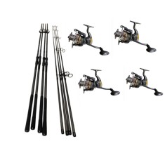 Set 4 Lansete Ebisu 3, 90m, 2 Segm si 4 Mulinete Glamour 7000, 11 Rulmenti