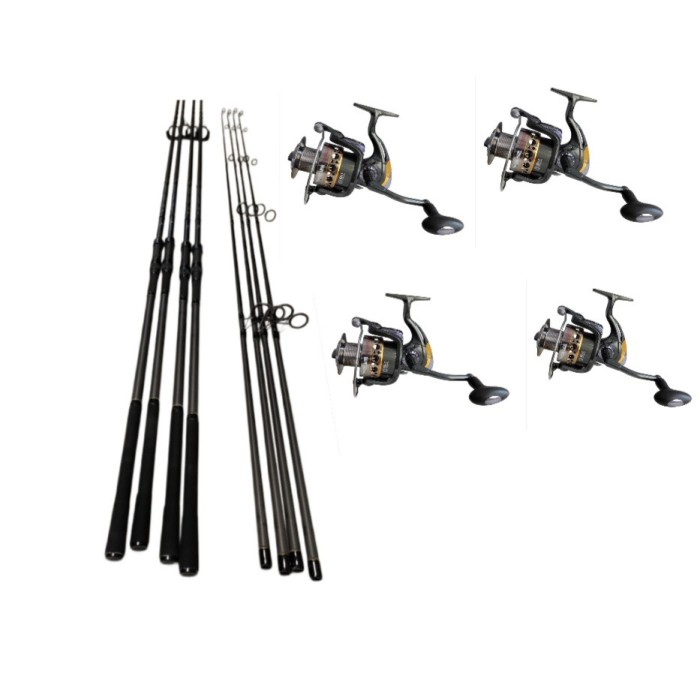 Set 4 Lansete Ebisu 3, 90m, 2 Segm si 4 Mulinete Glamour 7000, 11 Rulmenti
