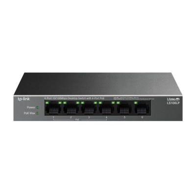 Switch LiteWave, 4 x RJ45 10/100 Mbps PoE, 2 x RJ45 10/100 Mbps, Buget PoE 41W, Unmanaged - TP-Link LS106LP foto