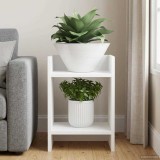 vidaXL Suport pentru plante cu raft Alb 30 x 30 x 40 cm Lemn prelucrat 899610