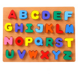 Puzzle incastru din lemn cu litere mici, litere mari, cifre, forme, cifre 1-20, 3D
