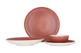 Rinart Set de vesela (Large) - Rosa - 24 bucăți - 6 persoane - Porţelan