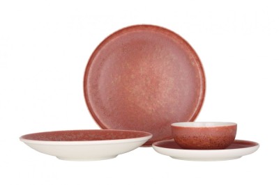 Rinart Set de vesela (Large) - Rosa - 24 bucăți - 6 persoane - Porţelan foto
