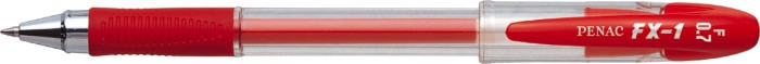 Pix Cu Gel Penac Fx-1, Rubber Grip, 0.7mm, Con Metalic, Corp Transparent - Scriere Rosie