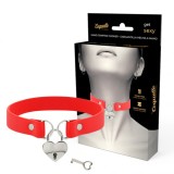 COQUETTE CHIC DESIRE - RED VEGAN LEATHER NECKLACE WITH HEART ACCESSORY WITH KEY, COQUETTE ACCESSORIES