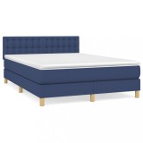 Cumpara ieftin Pat box spring cu saltea, albastru, 140x200 cm, textil