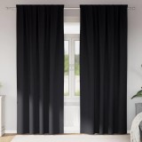 Perdele cu perdele 2 pcs Negru 260 x 140 cm Poliester