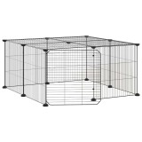 Cumpara ieftin Cusca animale de companie cu usa 12 panouri negru 70x70x35 cm otel