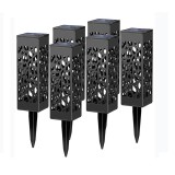 Lumina solara LED eMazing, model felinar rustic, pentru exterior, inaltime 28.5 cm, consum 0.2W, 1.2V, 600mAh, nuanta alb cald, 6 buc