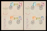 1962 Romania - 2 x 2 FDC Copii in RPR, LP 548 - varietati de francare, Romania de la 1950