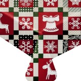 Fată de Masă Decorativă de Crăciun, Patchwork, Multicolor, 180x140cm, Bumbac 60%, Poliester 40%