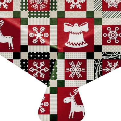 Fată de Masă Decorativă de Crăciun, Patchwork, Multicolor, 180x140cm, Bumbac 60%, Poliester 40% foto