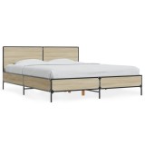 Cumpara ieftin Cadru de pat, stejar sonoma, 160x200cm, lemn prelucrat si metal