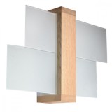 Lampă De Perete Feniks Din Lemn Natural Lemn/Sticlă 1 Bec Dreptunghiular Scandinav De Interior