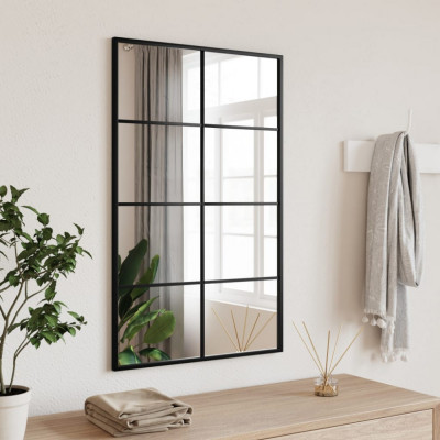 vidaXL Oglindă de perete, negru, 50x80 cm, dreptunghiulară, fier foto