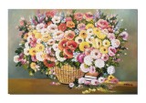 Cumpara ieftin Tablou deossebit GIGANT pictat manual, Cos cu flori multicolore, 120x80cm ulei pe panza, Constantin Feraru