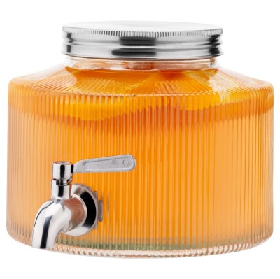 Dozator de bauturi Navaris, 2.7L, sticla, inox, cu robinet, pentru petreceri, NAV000011FD003C foto