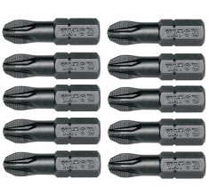 Set 10 biti profesionali Yato 1 4 , 25mm, cap PZ3, HRC 58-62, realizat din otel forjat, cu acoperire anticoroziva