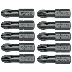 Set 10 biti profesionali Yato 1 4 , 25mm, cap PZ3, HRC 58-62, realizat din otel forjat, cu acoperire anticoroziva