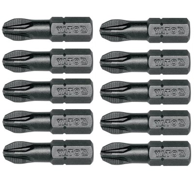 Set 10 biti profesionali Yato 1 4 , 25mm, cap PZ3, HRC 58-62, realizat din otel forjat, cu acoperire anticoroziva foto