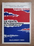 Le texte De la linguistique a la litterature Mariana Tutescu