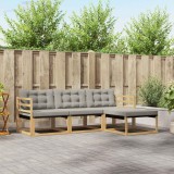 vidaXL Set de canapele de exterior cu pernă 4 pcs Alb și gri deschis 3388553