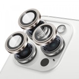 Folie de protectie Camera Spate Lito S+ pentru Apple iPhone 15 Pro Max / 15 Pro, Sticla Securizata, Gri Metalic