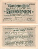 SV * 5 KRONEN / COROANE 1918 Austria * NOTGELD Viena * AUNC