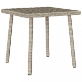 Masuta cafea gradina Gossi, 40x40x37cm, polirattan gri deschis, blat stabil, cadru otel, rezistenta UV, exterior